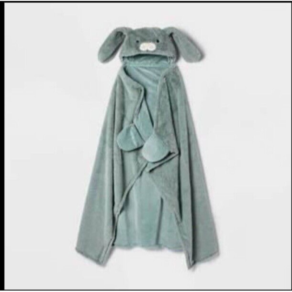 Pillowfort Hooded Blanket Grey Bunny 40x50”